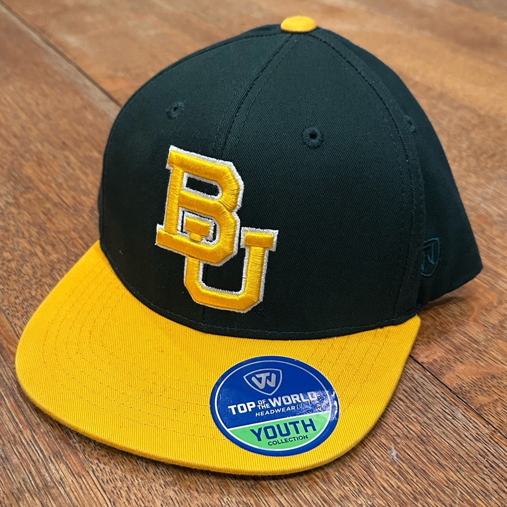 NWT Baylor Bears TOP OF THE WORLD Snap Back Youth Hat 🐻 🧢 Green - Yellow